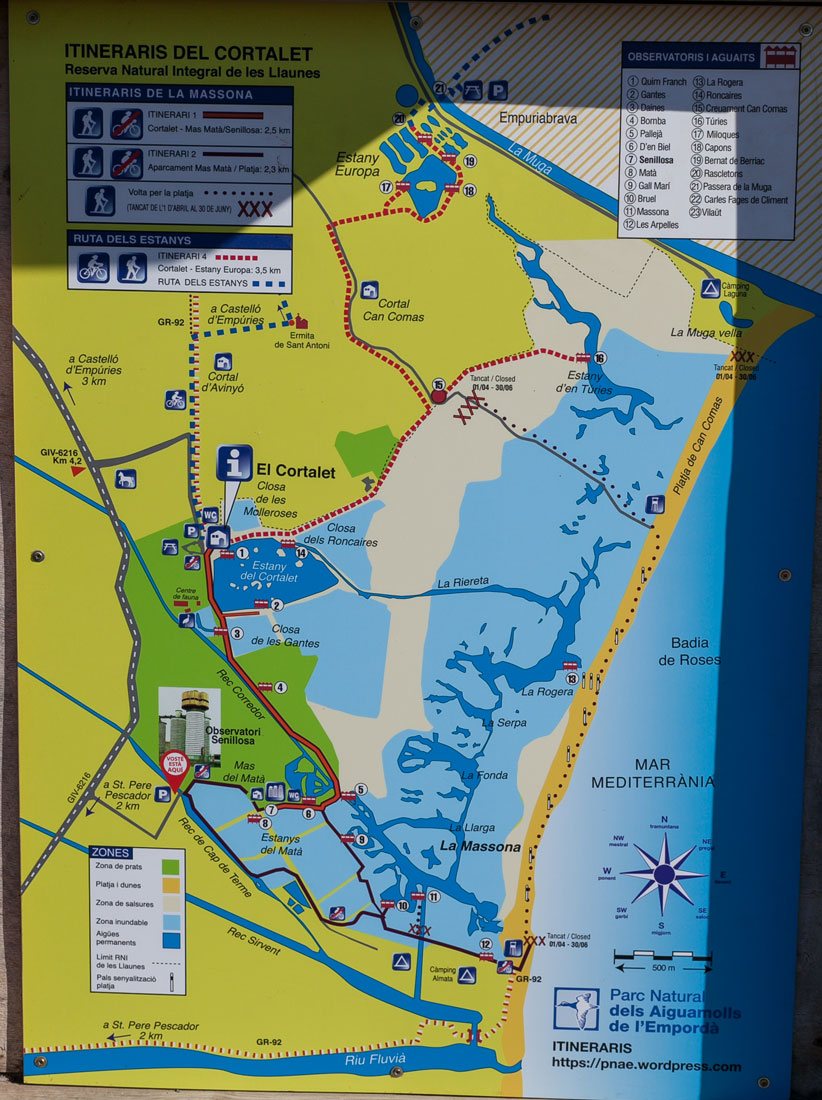 Карта маршрутов для пешей прогулки по парку в Эмпуриабрава