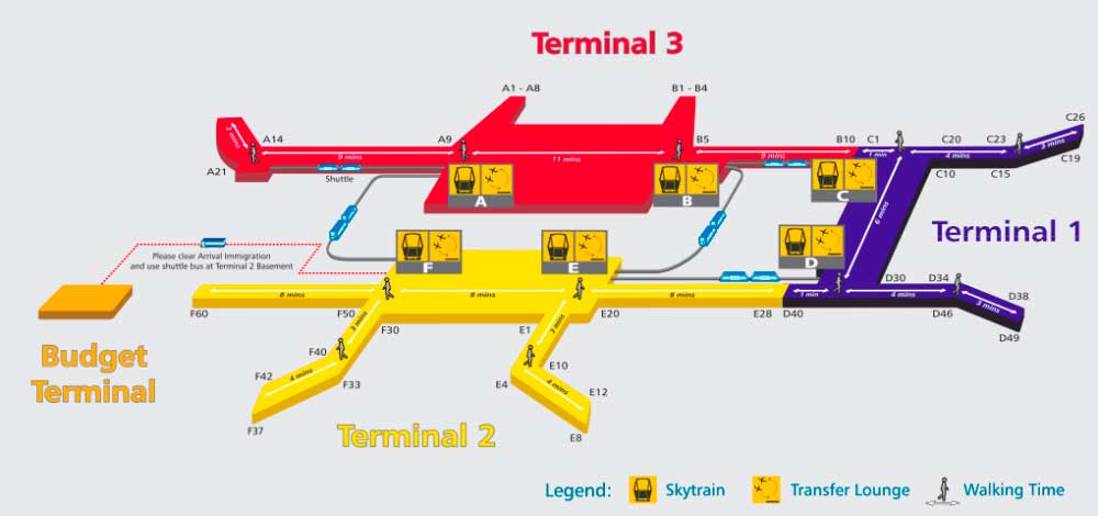 Аэропорт Чанги (Сингапур), схема терминалов