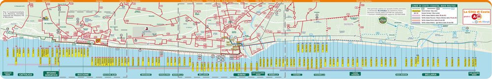 Карта маршрутов автобусов в Римини. Так ничего не видно, поэтому вот ссылка на большую версию карты.