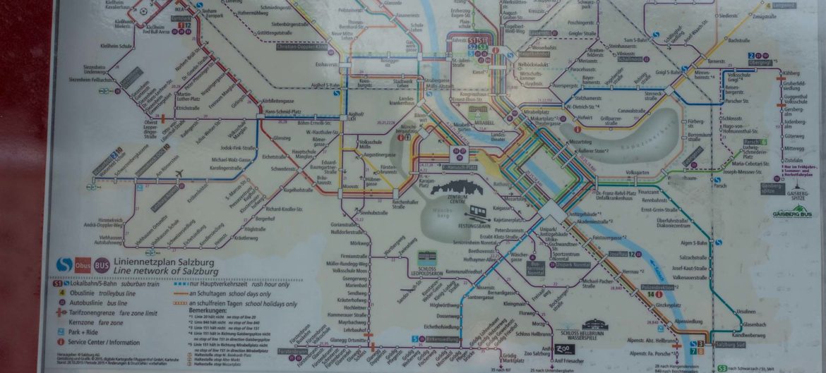 Карта общественного транспорта в Зальцбурге Карта общественного транспорта в Зальцбурге